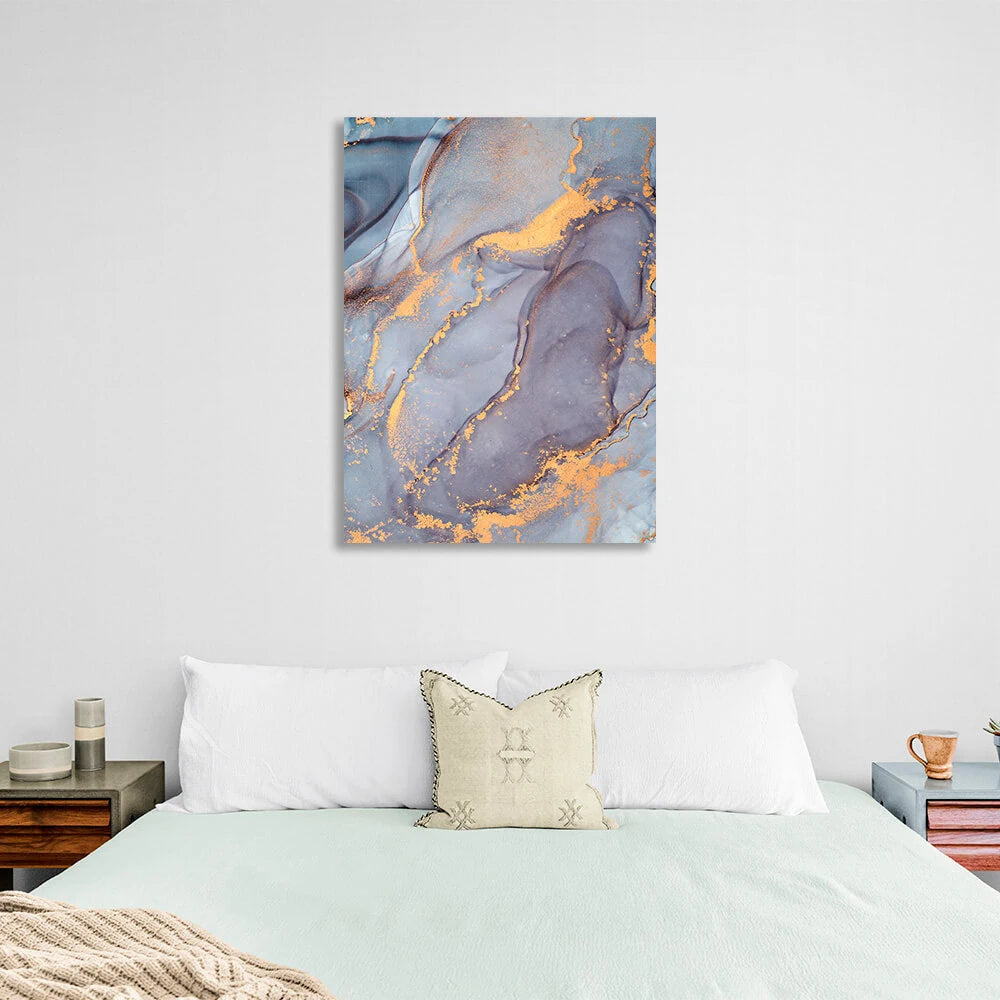Gray-gold tones Abstraction Canvas Wall Art Print