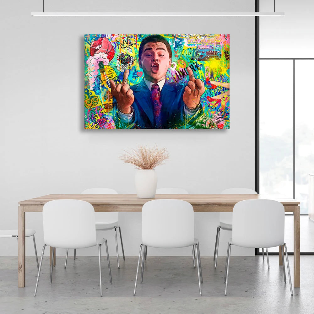 Kunstdruck auf Leinwand mit Graffiti-Motiv von Leonardo DiCaprio