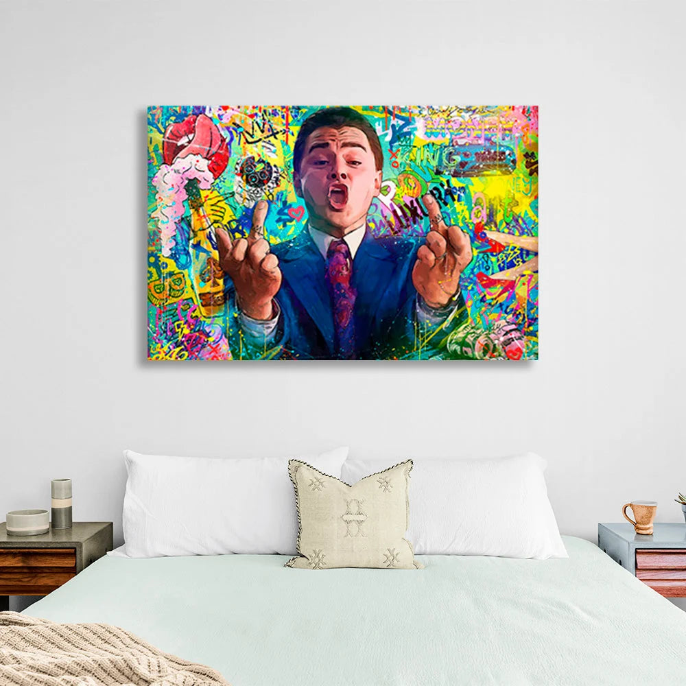 Kunstdruck auf Leinwand mit Graffiti-Motiv von Leonardo DiCaprio
