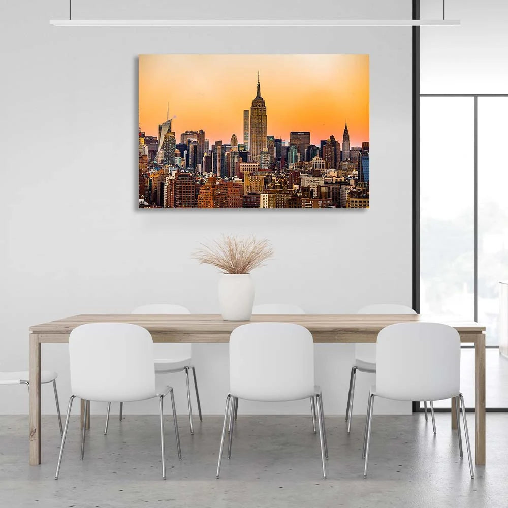 Goldener New York Kunstdruck auf Leinwand