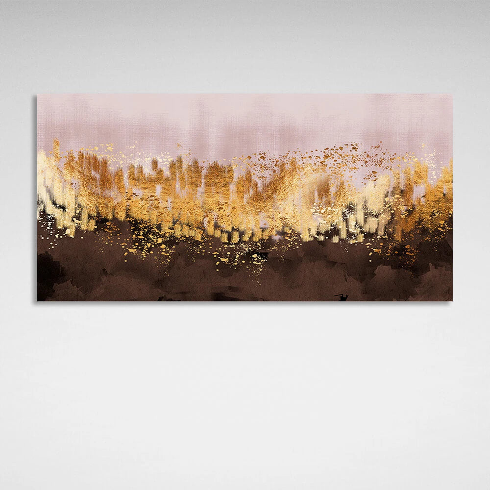 In rose gold and brown colors Abstraction Canvas Wall Art Print