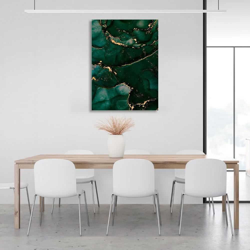 Green and gold Abstraction Canvas Wall Art Print