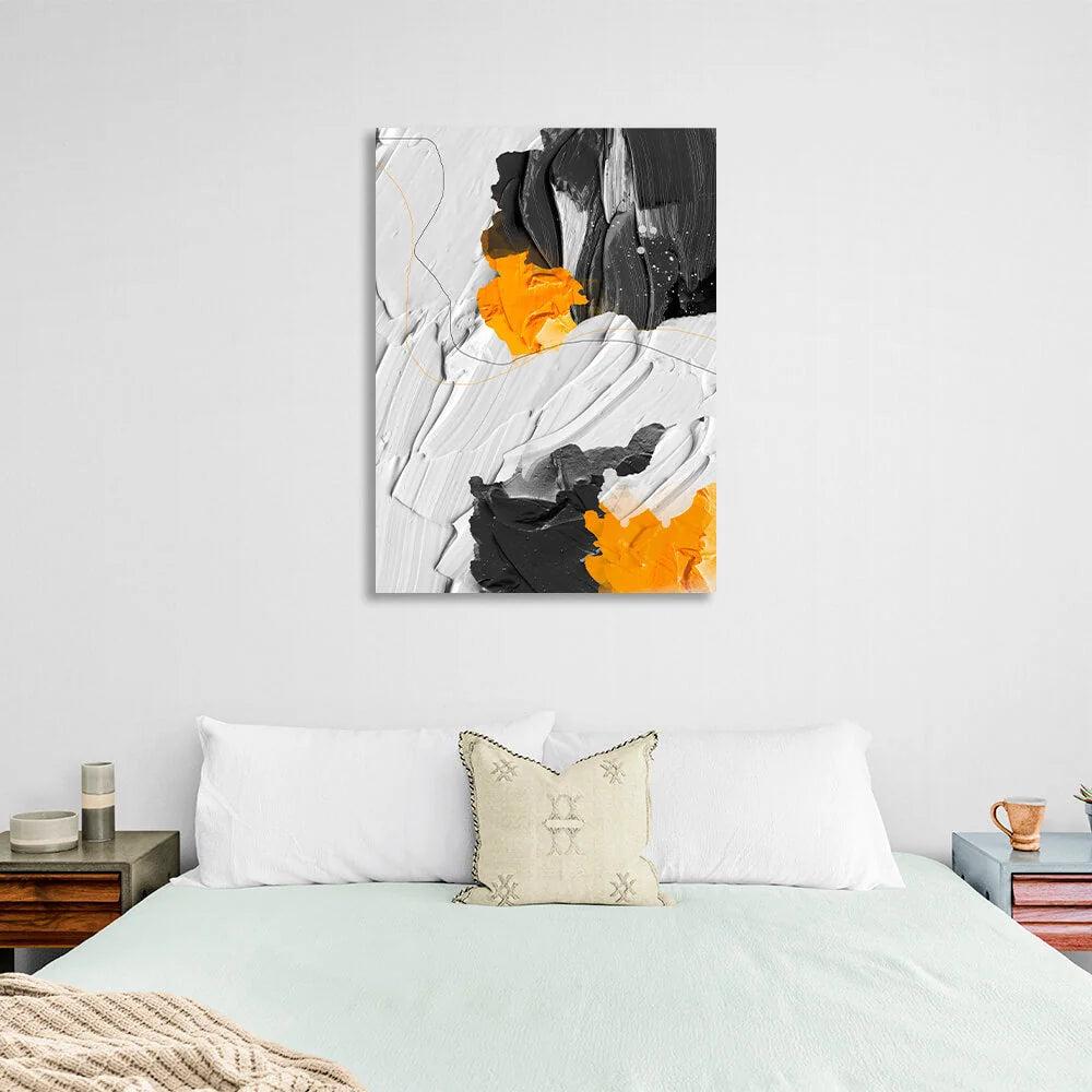 In einem weißen, schwarzen und orangen Farbton Abstraktion Leinwand Wand Kunstdruck