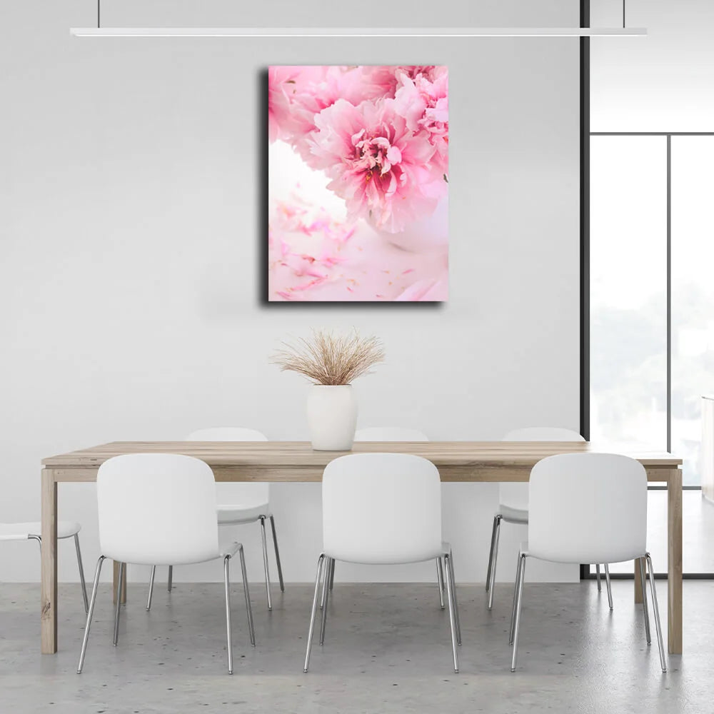 Leinwandbild „Innenraum – Rosa Blumen“