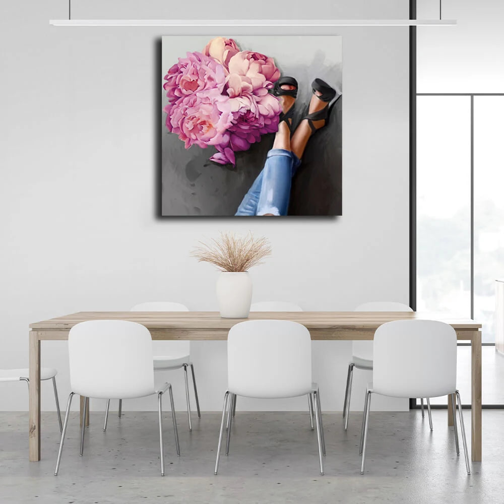 Leinwandbild „Interior Flowers and Heels“