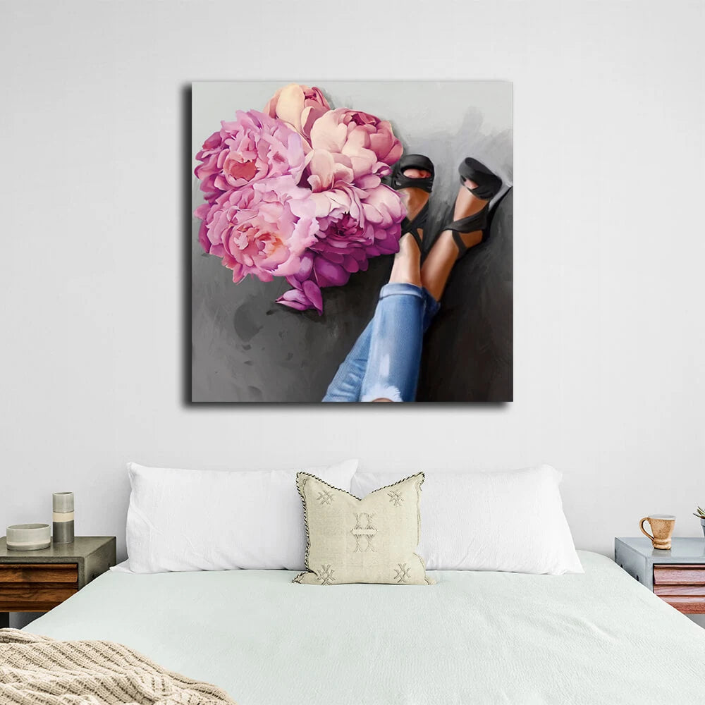 Leinwandbild „Interior Flowers and Heels“