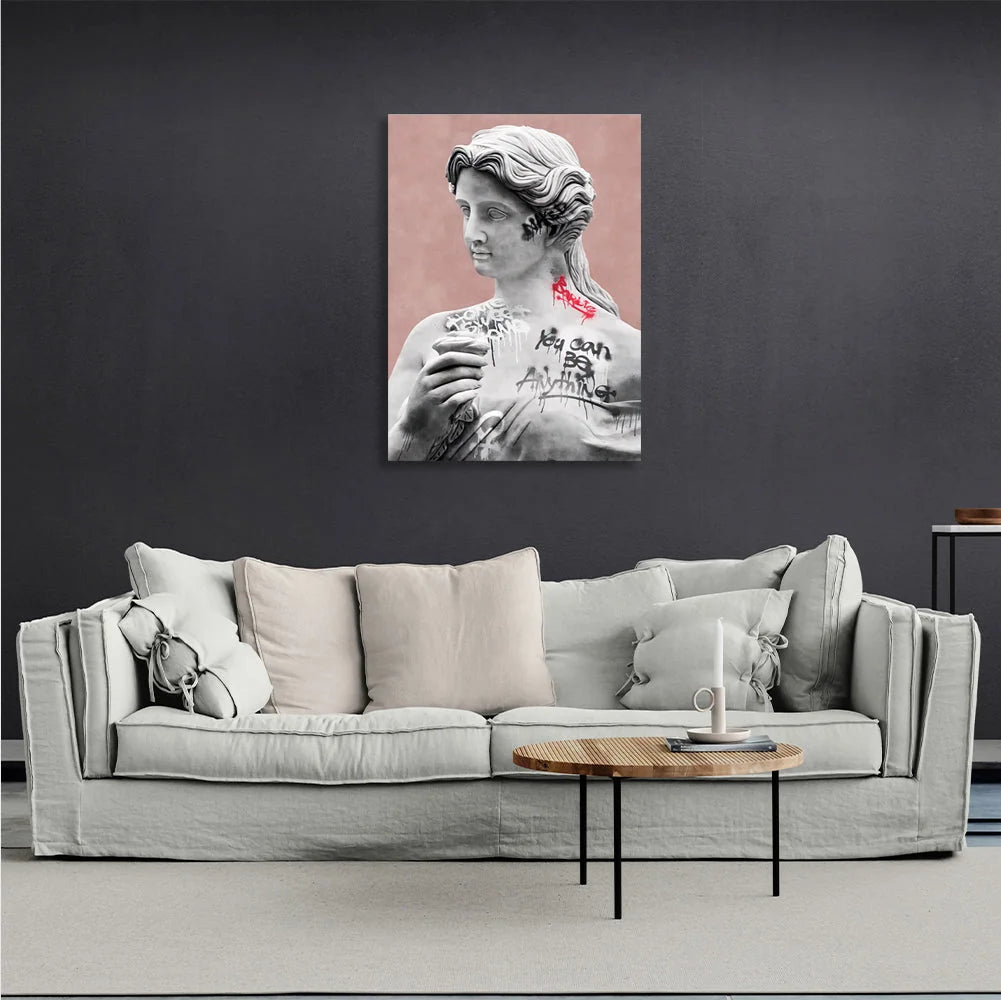 Interior Greek statue Canvas Wall Art Print