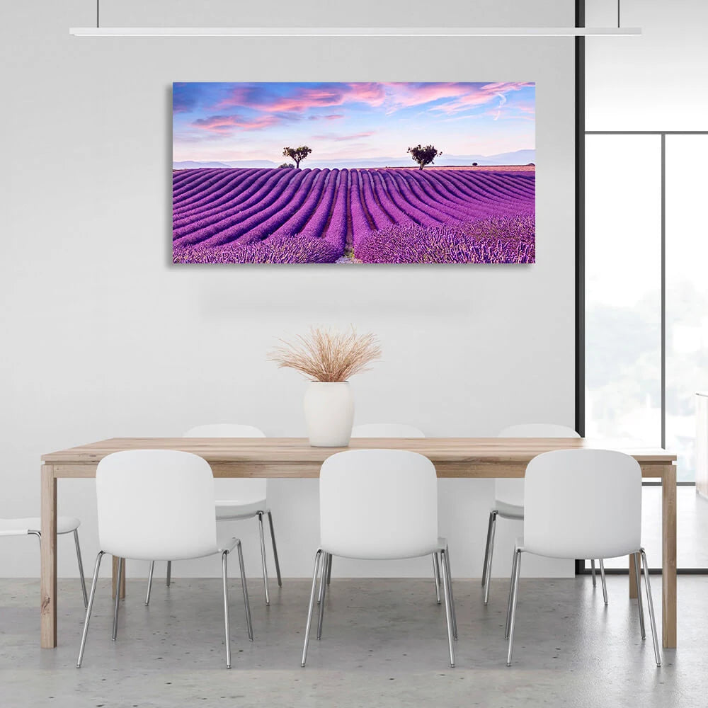 Leinwandbild „Lavendelfeld mit lila Blüten“