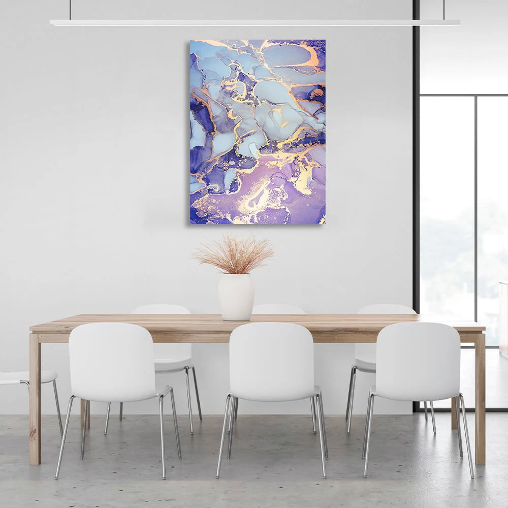 Lavender with blue-gold tones Abstraction Canvas Wall Art Print