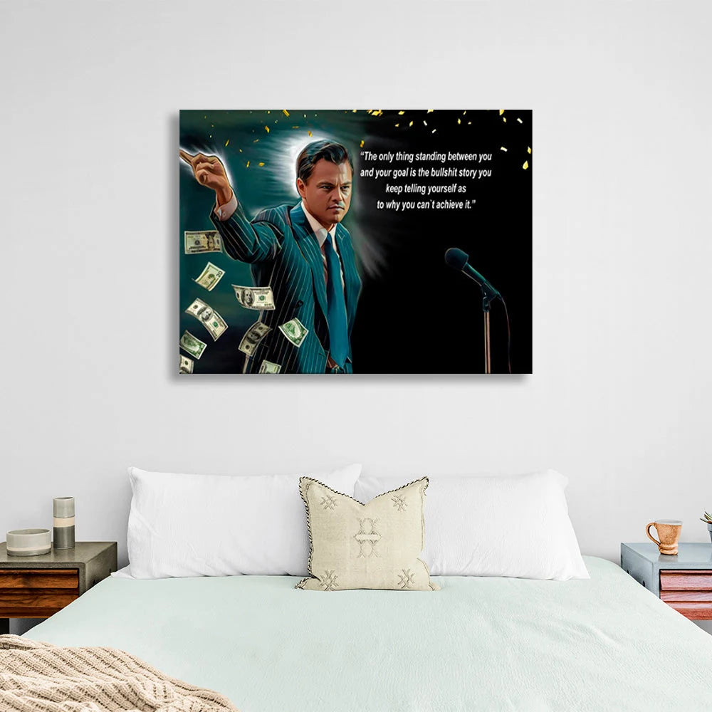 Leonardo DiCaprio und eine motivierende Inschrift Motivierender Leinwanddruck