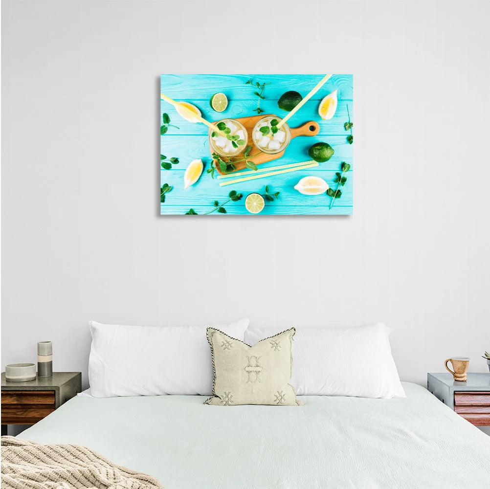 Lemonade lemon, lime Canvas Wall Art Print For Kitchen