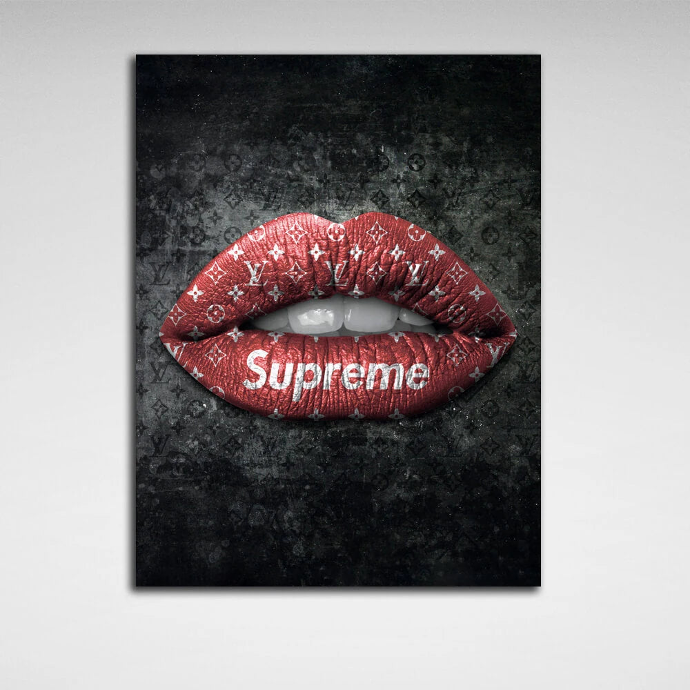 Lips LV Red Canvas Wall Art Print