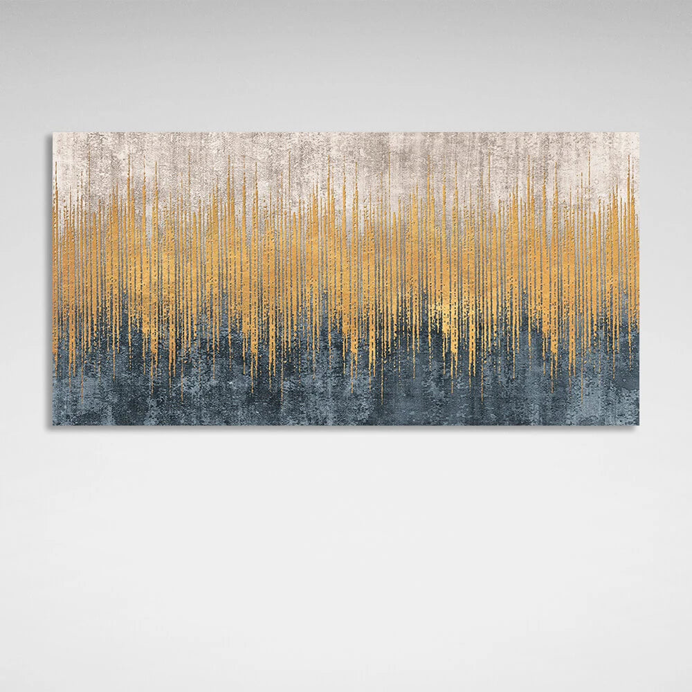 Lots of vertical gold lines on a white and gray background Abstraction Canvas Wall Art Print