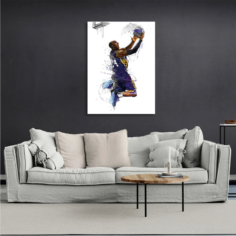 Kunstdruck auf Leinwand, Basketballspieler Kobe Bryant von den Los Angeles Lakers