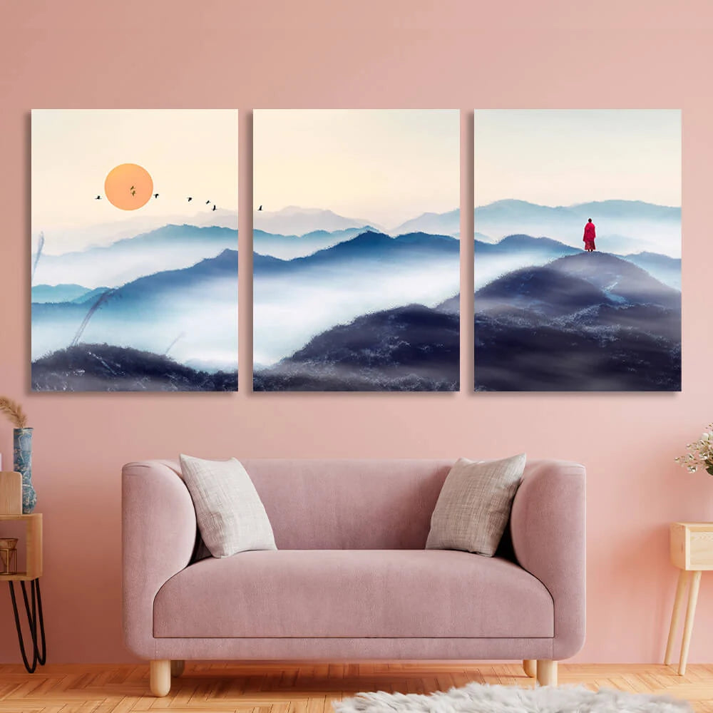 Modular mountains Multi Panel Canvas Wall Art Print