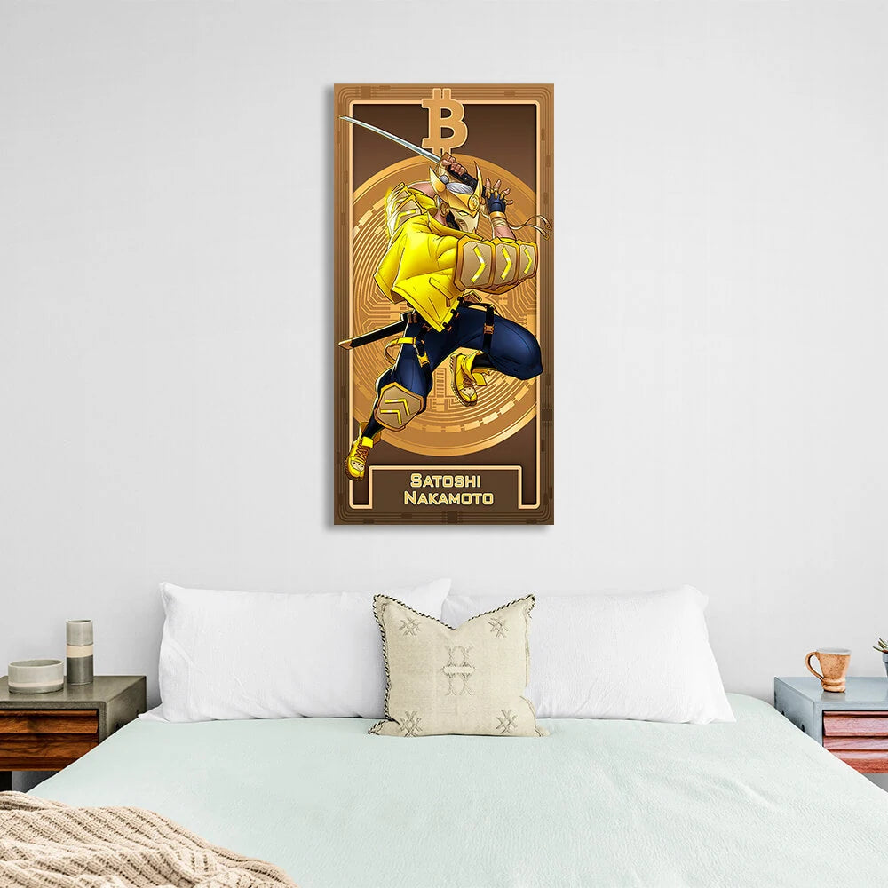 Money Crypto-warrior Satoshi Nakamoto Bitcoin Inspirational Canvas Wall Art Print
