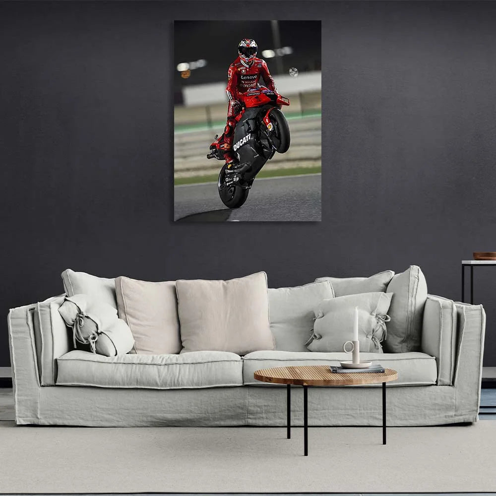 Motorcyclist Francesco Bagnaya Canvas Wall Art Print