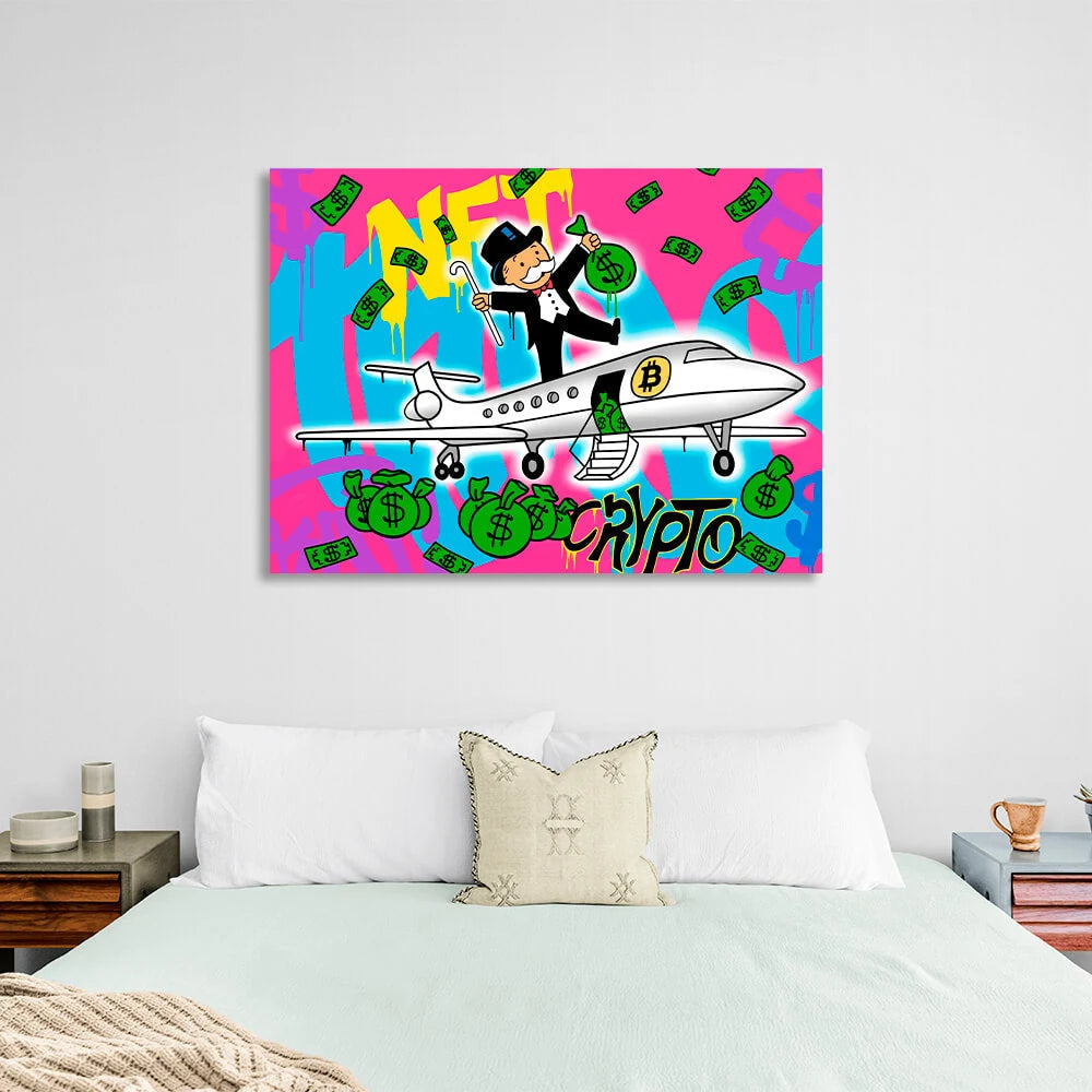 NFT Crypto Bitcoin Monopoly Leinwand Wand Kunstdruck