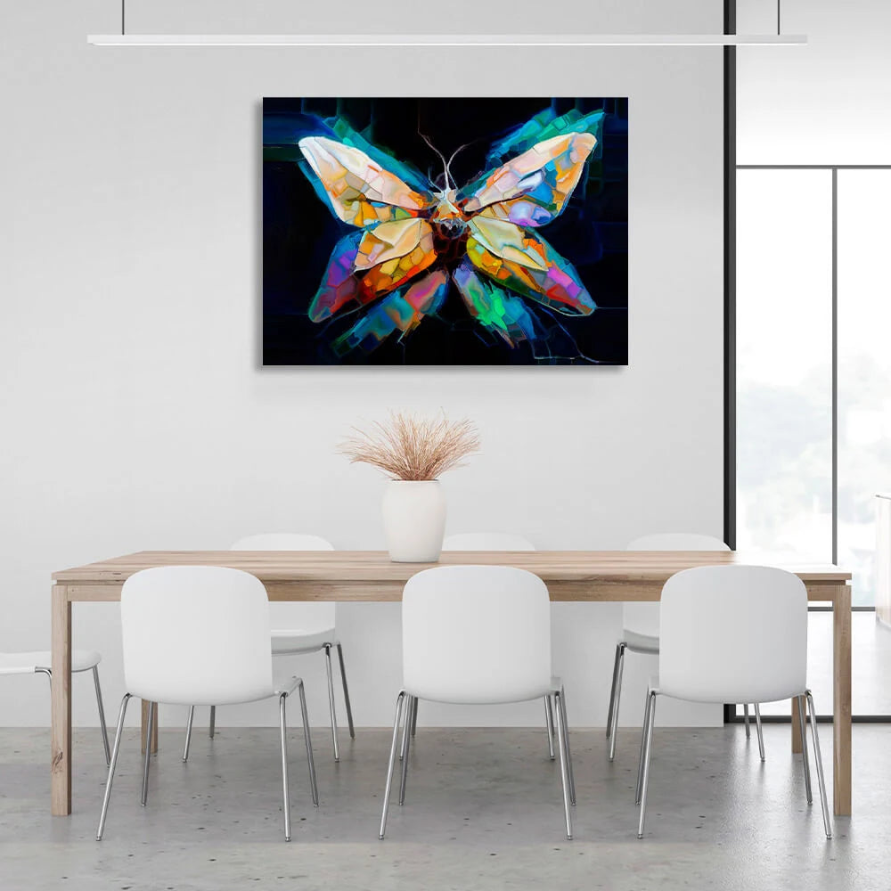 Leinwandbild „Mehrfarbiger Schmetterling“, abstrakt, Wandbild