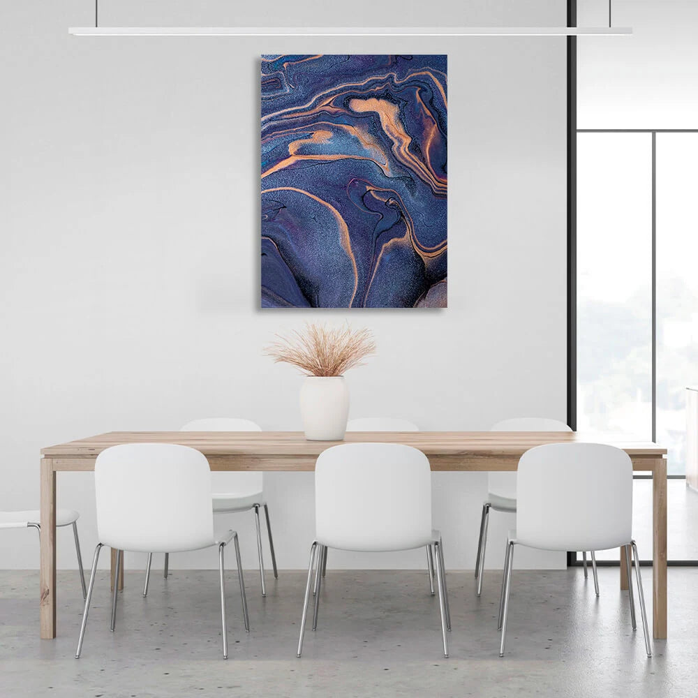 Navy and gold Abstraction Canvas Wall Art Print