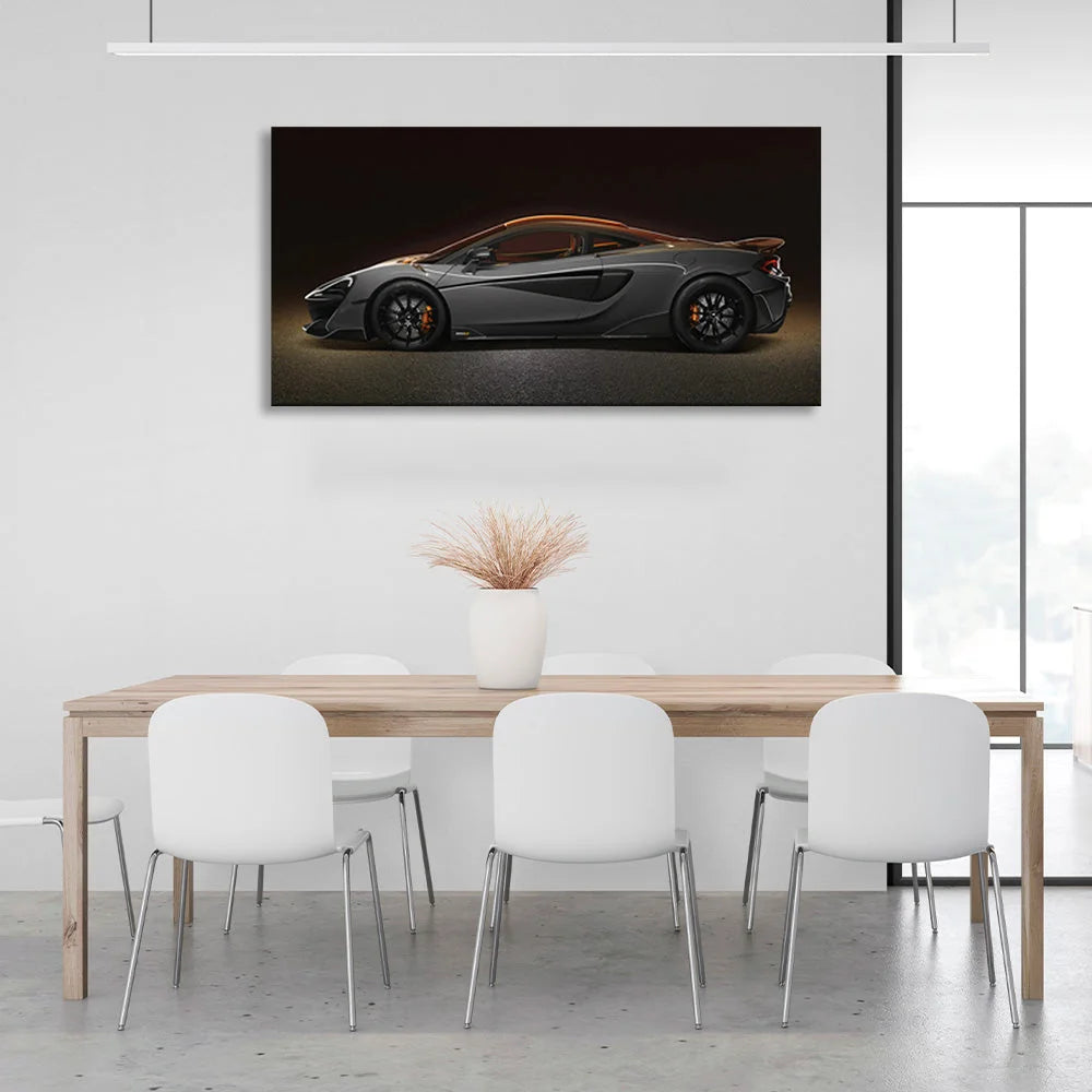 Leinwandbild, bemaltes Auto auf schwarzem Hintergrund