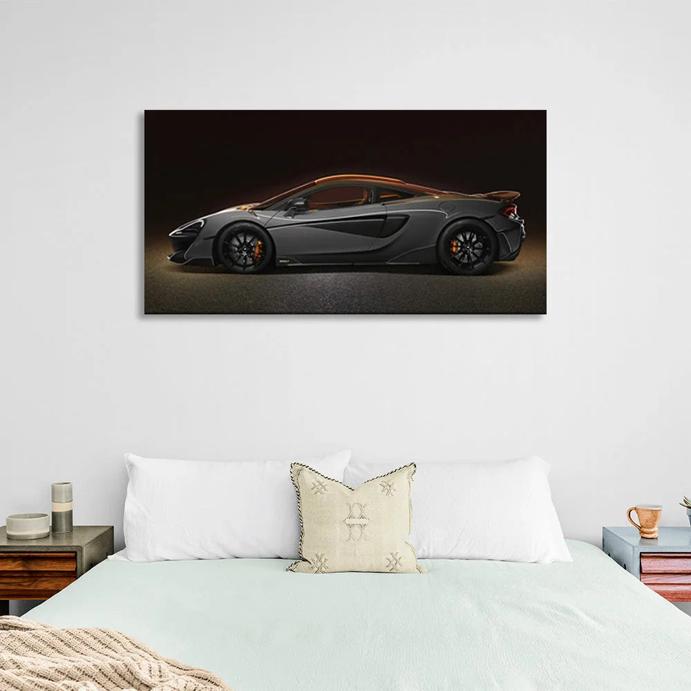 Leinwandbild, bemaltes Auto auf schwarzem Hintergrund