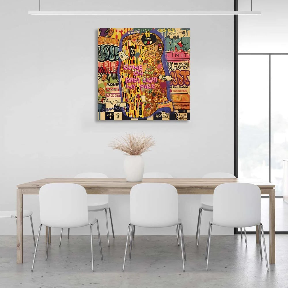 Pop-Art-Kuss, Kunstdruck auf Leinwand