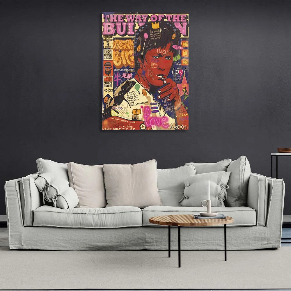 Pop-Art-Kunstdruck mit Bruce Lee-Motiv auf Leinwand