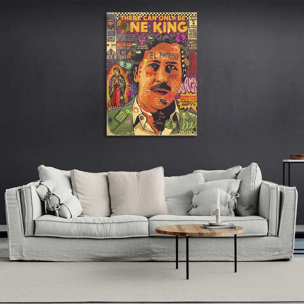 Pop-Art-Kunstdruck auf Leinwand, Motiv: Pablo Escobar