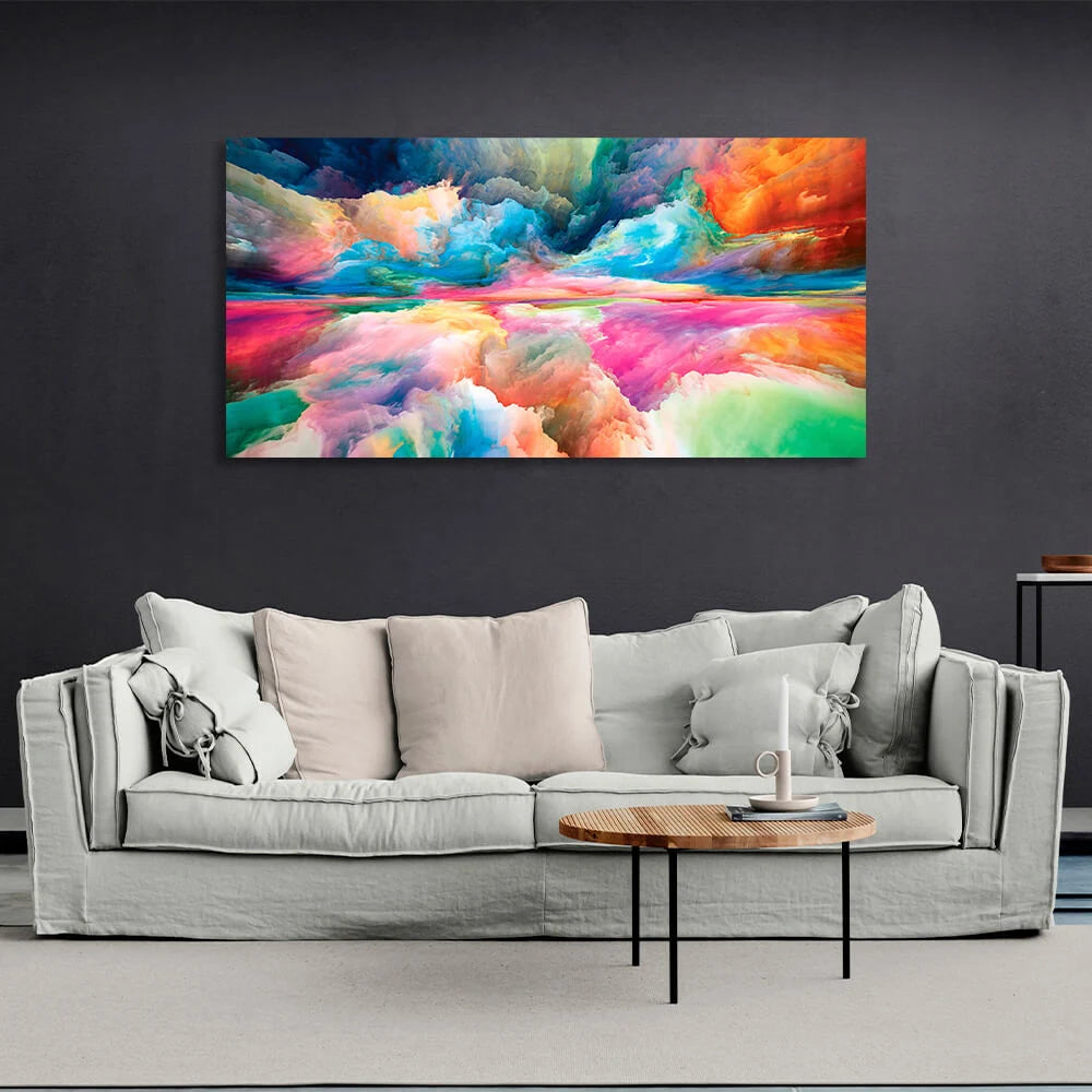 Rainbow abstract in blue red and green colors Abstraction Canvas Wall Art Print