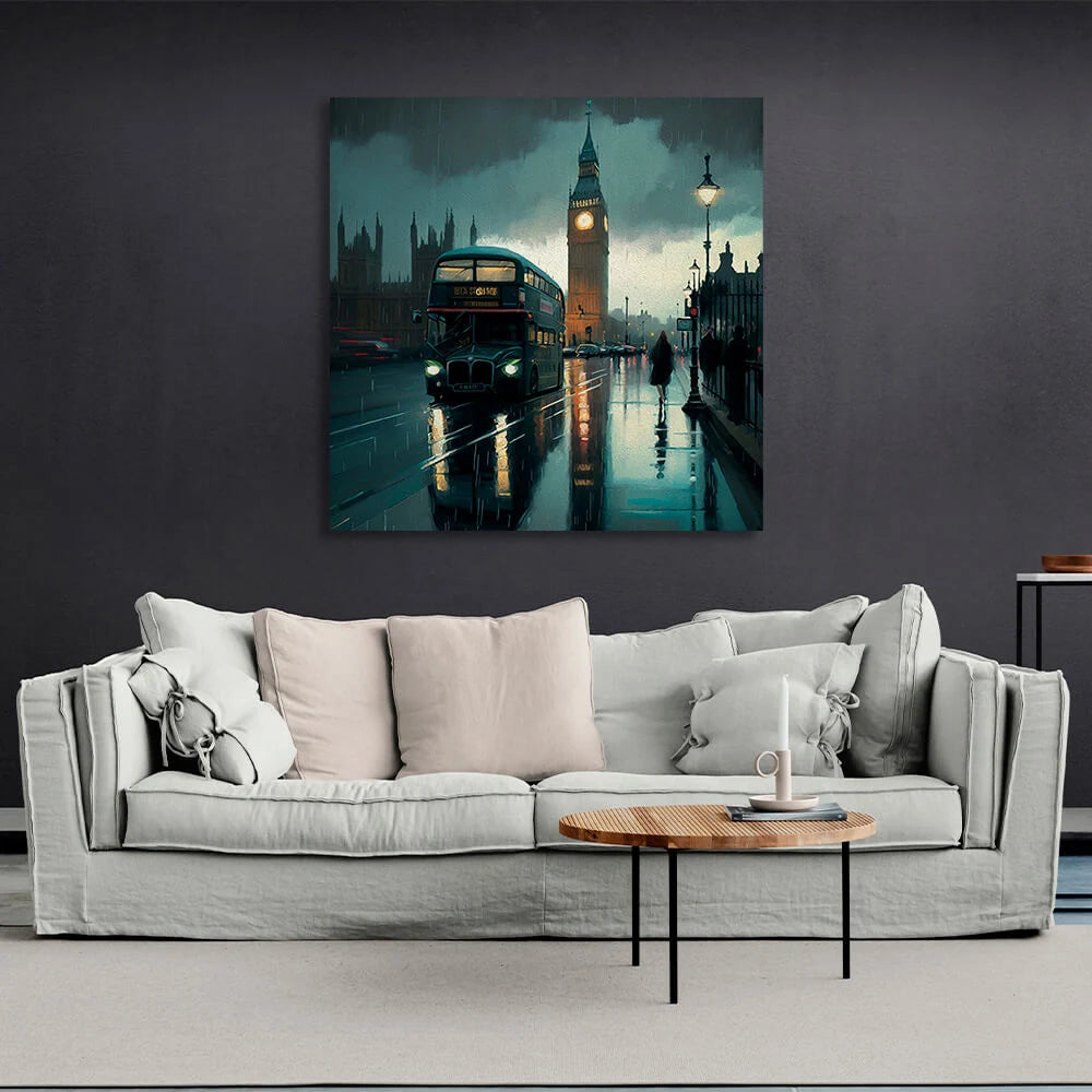 Leinwandbild „Regenreicher Abend in London“