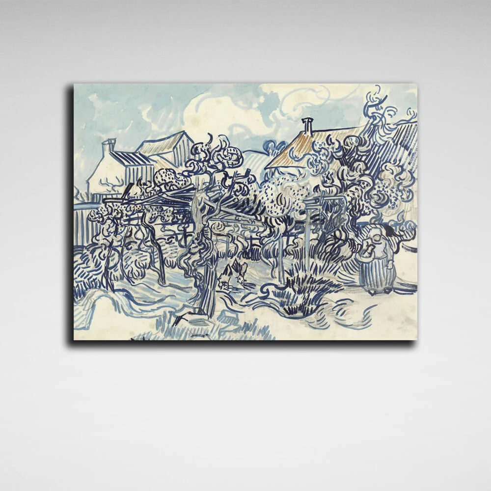 Reproduktion „Ein alter Weinberg und eine Bäuerin“ von Van Gogh, Reproduktion auf Leinwand, Kunstdruck