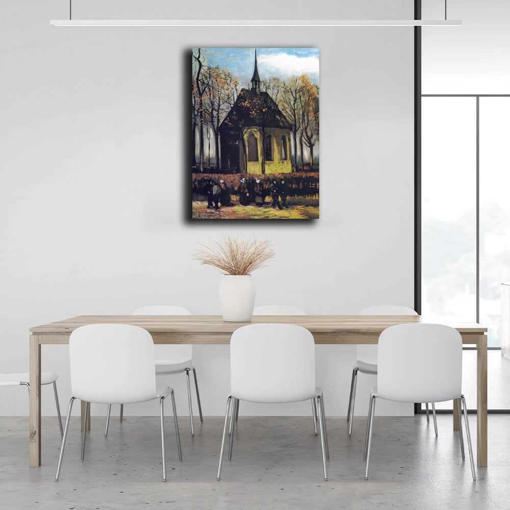 Reproduction Leaving the Protestant church Reproduction Canvas Wall Art Print
