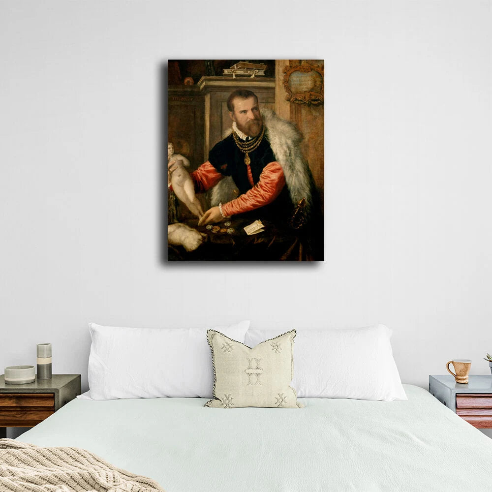 Reproduktions-Porträt von Jacopo Strada von Tizian, Reproduktion auf Leinwand, Wandkunstdruck