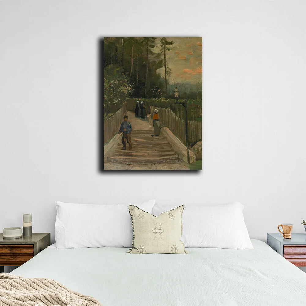 Reproduktion „Aufstieg in Montmartre, Paris“, Vincent van Gogh, Reproduktion auf Leinwand, Kunstdruck