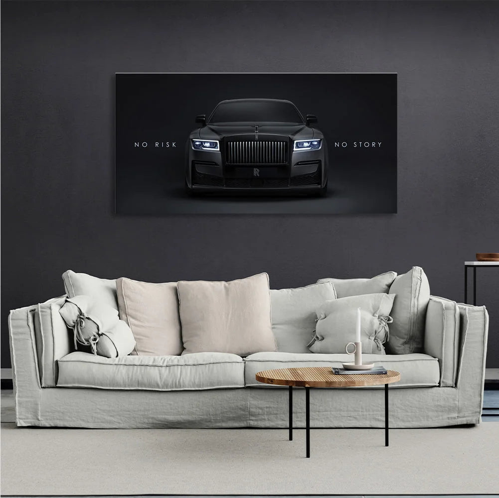 Rolls-Royce No risk, no History Motivational Canvas Wall Art Print
