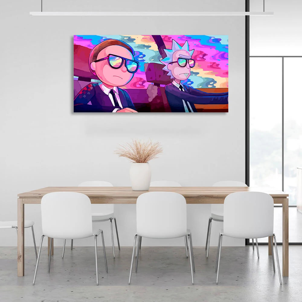 Rick and Morty in bright colors Canvas Wall Art Print