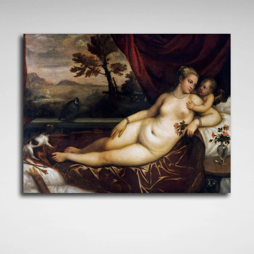Leinwandbild Venus mit Amor