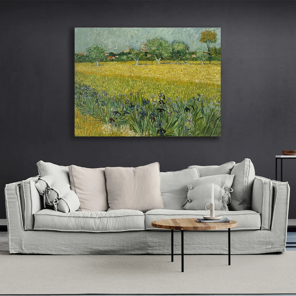 Reproduktion, Ansicht von Arles mit Schwertlilien, Reproduktion, Kunstdruck auf Leinwand