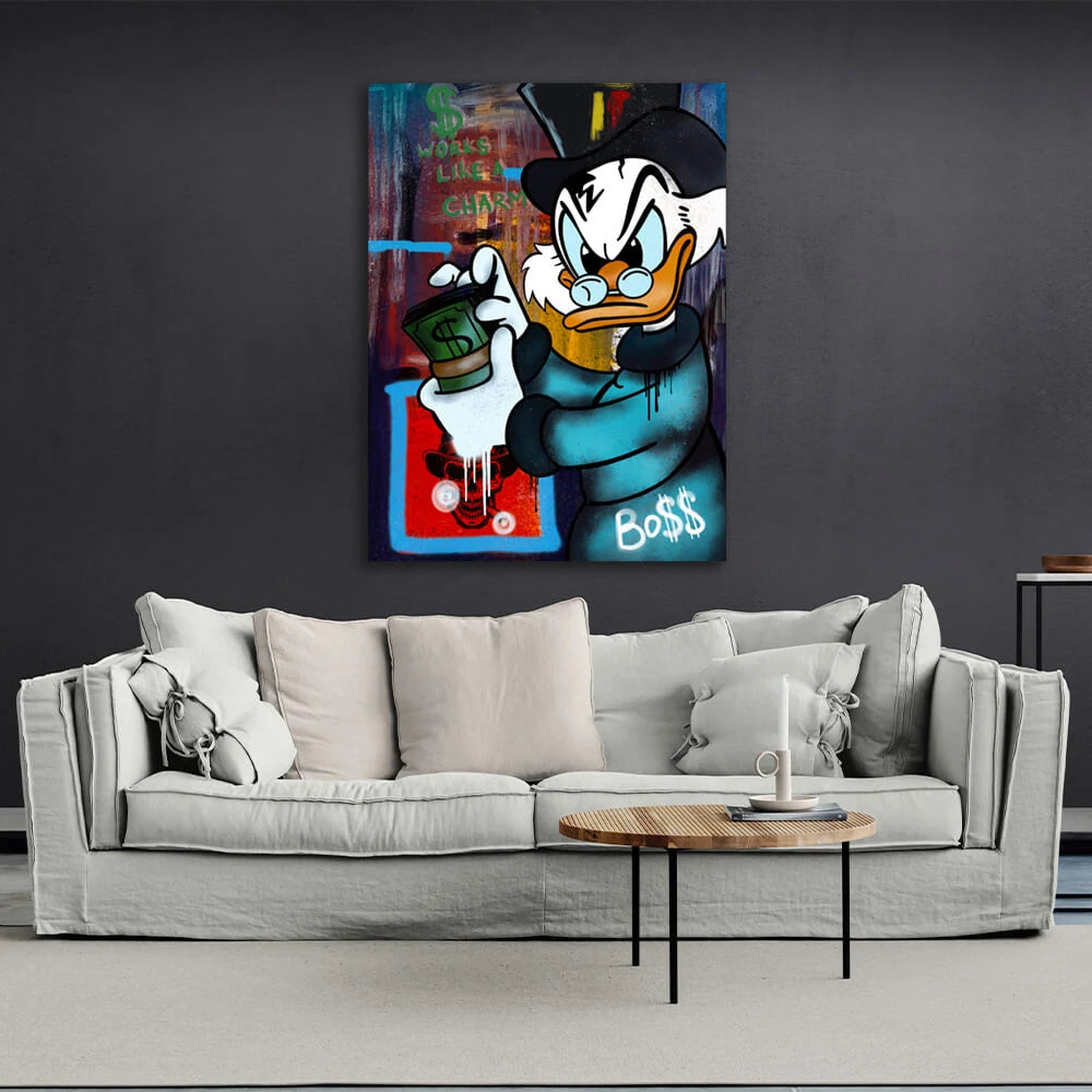 Scrooge Boss Inspirierender Kunstdruck auf Leinwand