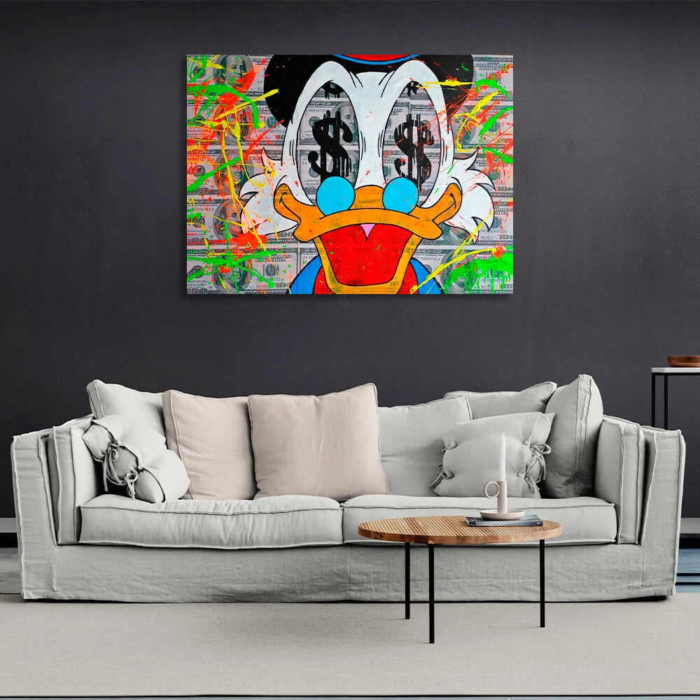 Scrooge Dollars und Farbe inspirierende Leinwand Wand Kunstdruck