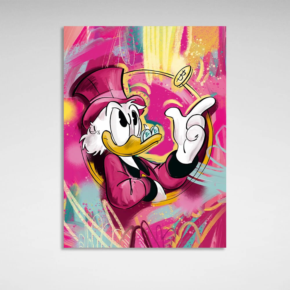 Dagobert und die Bitcoin-Münze – inspirierender Kunstdruck auf Leinwand