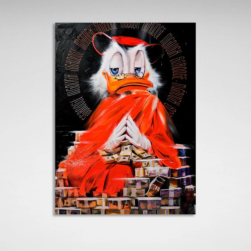 Scrooge Meditation Reichtum inspirierende Leinwand Wand Kunstdruck