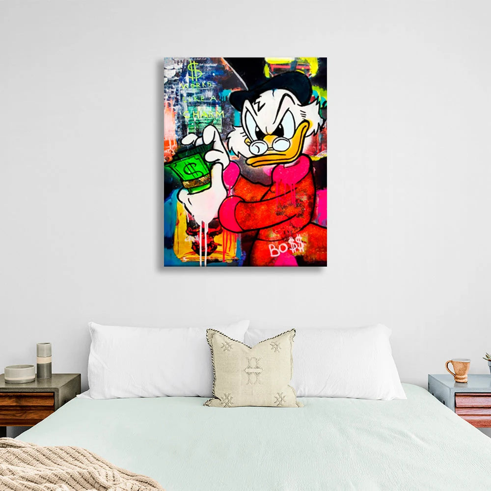 Inspirierender Kunstdruck auf Leinwand, Motiv „Scrooge BOSS“,
