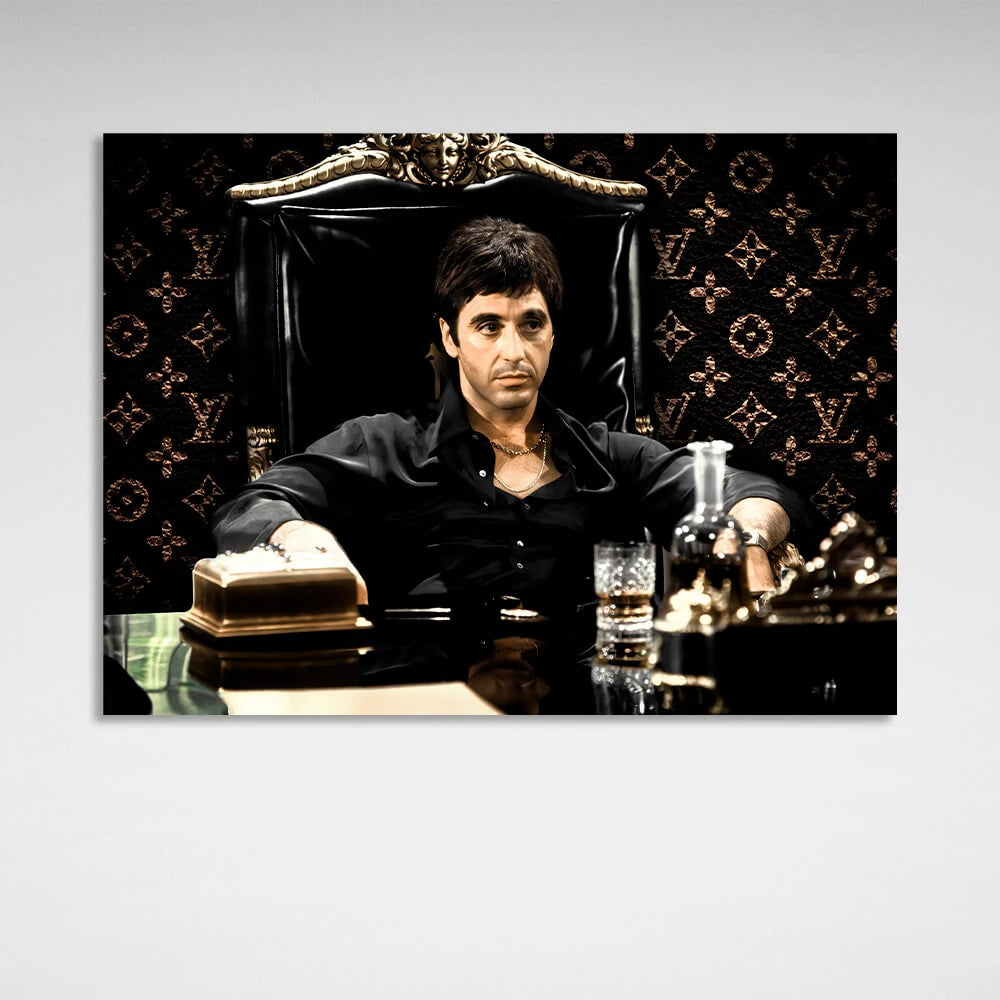 Kunstdruck auf Leinwand „Scarface im Stuhl“