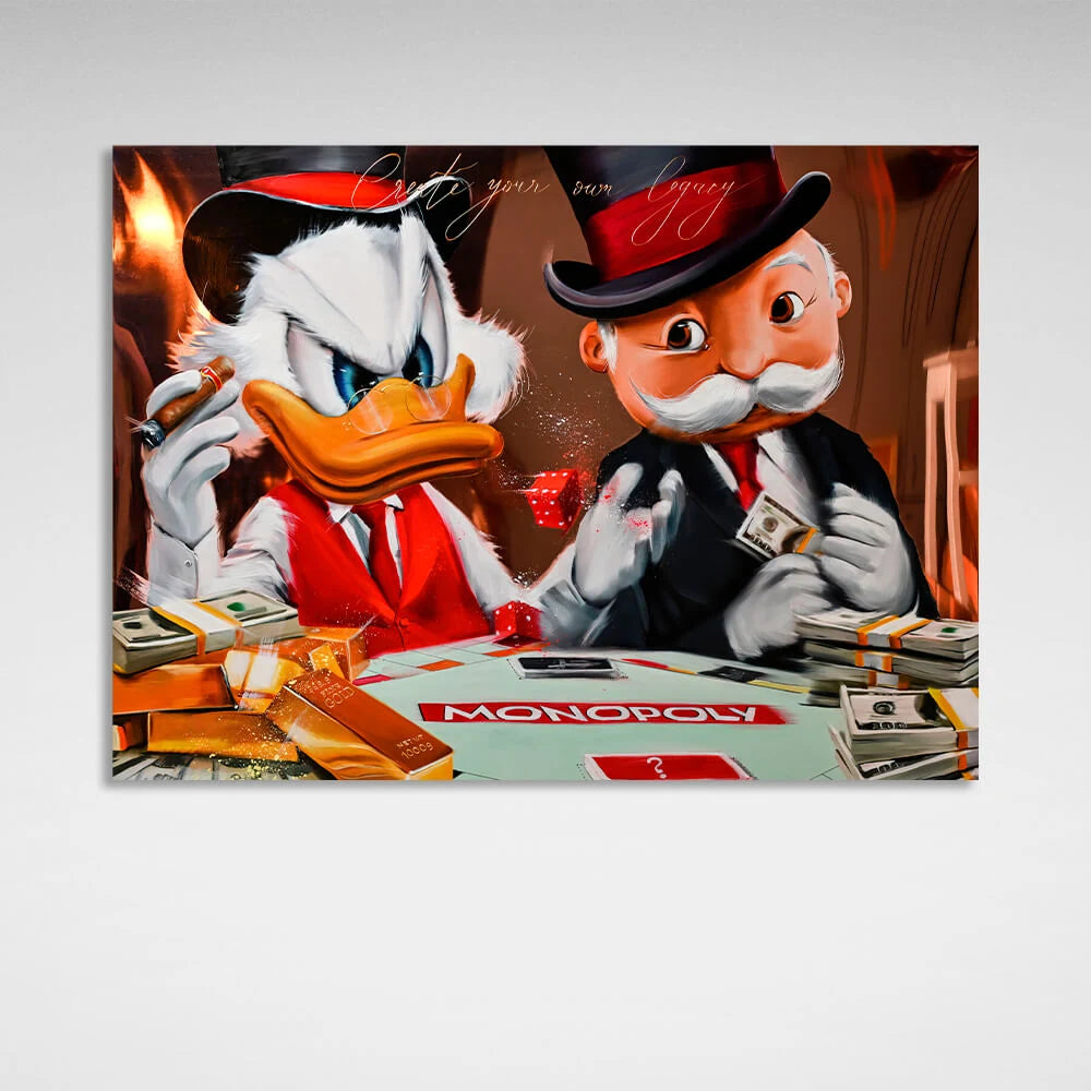 Scrooge, Monopoly, Gold Inspirierender Kunstdruck auf Leinwand