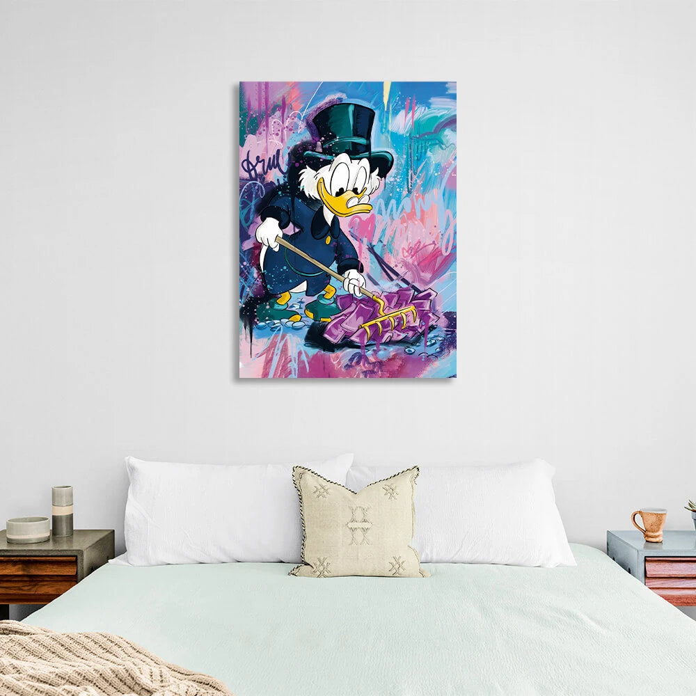 Scrooge, Pitchfork, Geld Inspirierender Kunstdruck auf Leinwand
