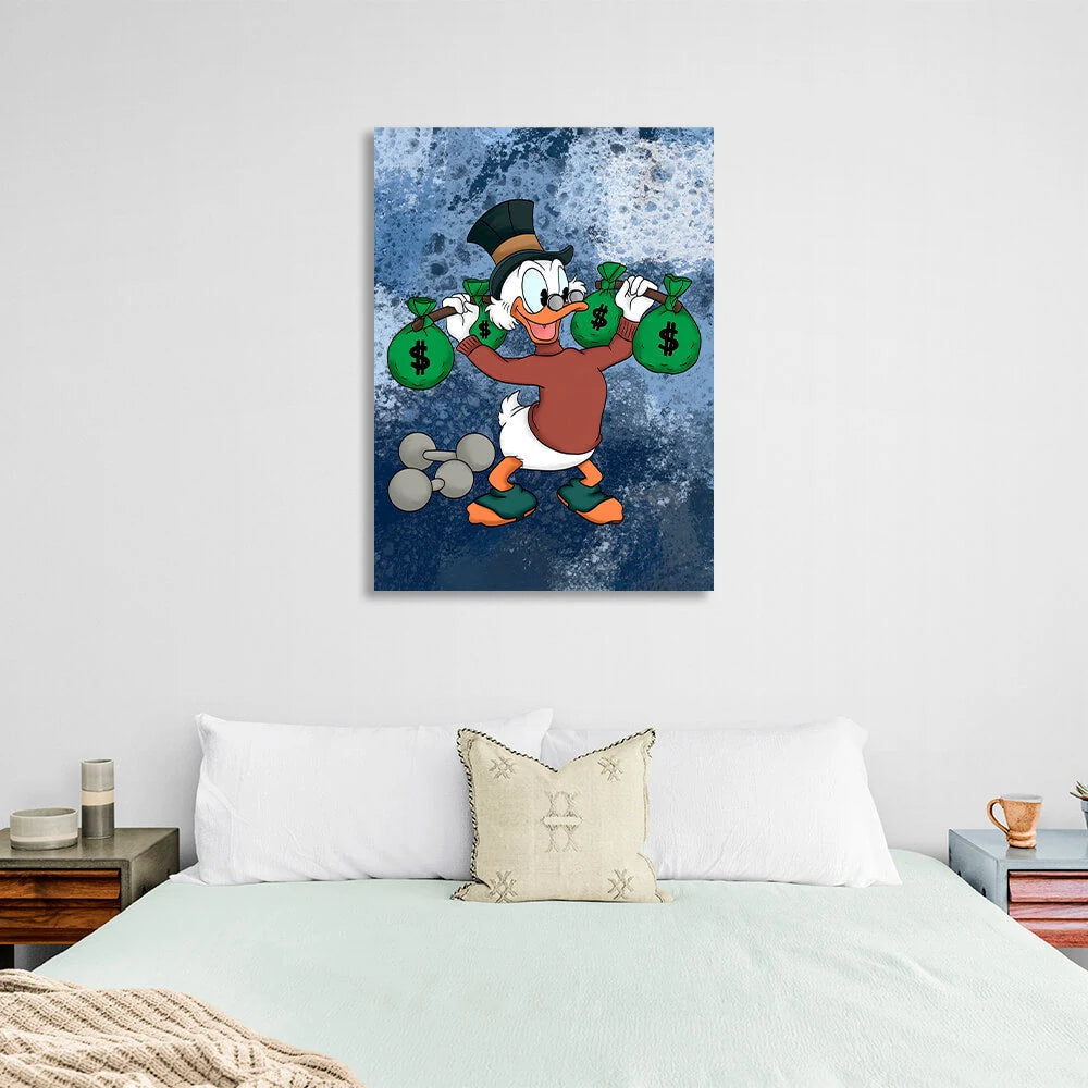 Inspirierender Kunstdruck auf Leinwand „Scrooge's Money-Bags Workout“