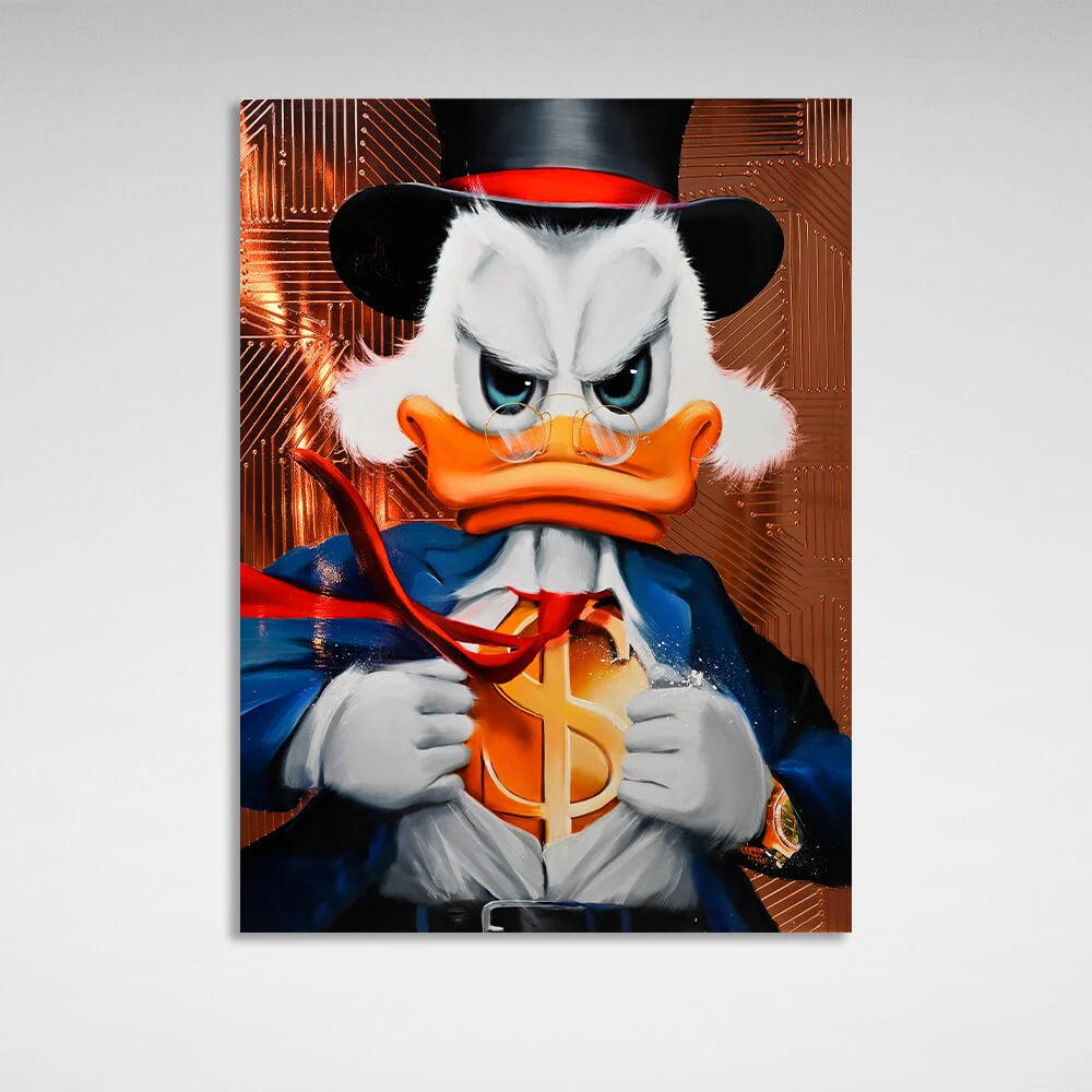 Dagobert Duck, der Superheld, inspirierender Kunstdruck auf Leinwand