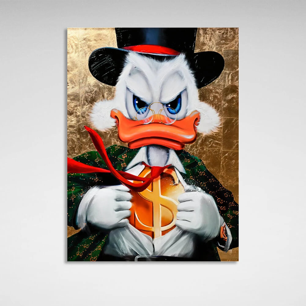 Dagobert der Superheld Gucci Dollar Inspirierender Kunstdruck auf Leinwand